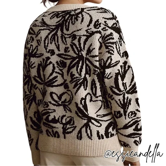 Anthropologie Floral Pop Embroidered Sweater size L - Picture 2 of 10